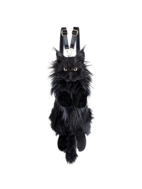 Cat Shaped Backpack - Handcrafted Stuffed Animals Bag, Black Cat Plush Bag new